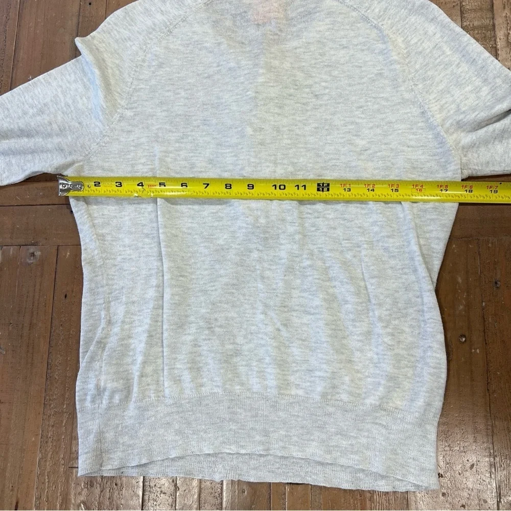 Tory Burch Lightweight Sweater Womens Medium Ruffled Front Cotton Gray Preppy